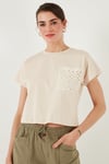 Pamuklu Tek Cepli Regular Fit Bisiklet Yaka Kadın T Shirt 5865818 TAŞ