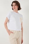 Pamuklu Tek Cepli Regular Fit Bisiklet Yaka Kadın T Shirt 5865818 BEYAZ