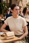 Pamuklu Tek Cepli Regular Fit Bisiklet Yaka Kadın T Shirt 5865818 TAŞ