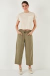 Pamuklu Tek Cepli Regular Fit Bisiklet Yaka Kadın T Shirt 5865818 TAŞ