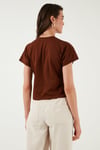 Pamuklu Tek Cepli Regular Fit Bisiklet Yaka Kadın T Shirt 5865818 KAHVE