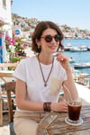 Pamuklu Tek Cepli Regular Fit Bisiklet Yaka Kadın T Shirt 5865818 BEYAZ