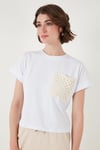 Pamuklu Tek Cepli Regular Fit Bisiklet Yaka Kadın T Shirt 5865818 BEYAZ