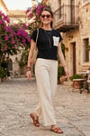 Pamuklu Tek Cepli Regular Fit Bisiklet Yaka Kadın T Shirt 5865818 SİYAH