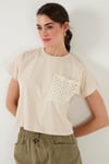 Pamuklu Tek Cepli Regular Fit Bisiklet Yaka Kadın T Shirt 5865818 TAŞ