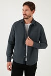 Pamuklu Tek Cepli Regular Fit Erkek Gömlek CF25W129140 ANTRASİT