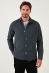 Pamuklu Tek Cepli Regular Fit Erkek Gömlek CF25W129140 ANTRASİT
