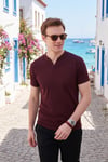 Pamuklu V Yaka Regular Fit Erkek T Shirt 5902122 VİŞNE