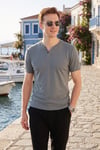 Pamuklu V Yaka Regular Fit Erkek T Shirt 5902122 AÇIK HAKİ