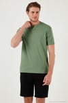 Pamuklu V Yaka Regular Fit Erkek T Shirt 5902122 ELMA YEŞİLİ