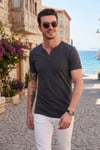 Pamuklu V Yaka Regular Fit Erkek T Shirt 5902122 ANTRASİT