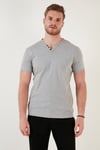 Pamuklu V Yaka Regular Fit Erkek T Shirt 5902122 GRİ MELANJ
