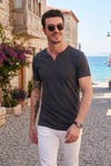 Pamuklu V Yaka Regular Fit Erkek T Shirt 5902122 ANTRASİT
