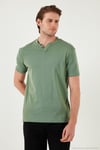 Pamuklu V Yaka Regular Fit Erkek T Shirt 5902122 ELMA YEŞİLİ