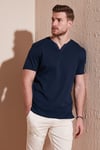 Pamuklu V Yaka Regular Fit Erkek T Shirt 5902122 İNDİGO