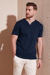 Pamuklu V Yaka Regular Fit Erkek T Shirt 5902122 İNDİGO