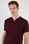 Pamuklu V Yaka Regular Fit Erkek T Shirt 5902122 VİŞNE