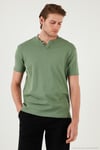 Pamuklu V Yaka Regular Fit Erkek T Shirt 5902122 ELMA YEŞİLİ