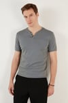 Pamuklu V Yaka Regular Fit Erkek T Shirt 5902122 AÇIK HAKİ