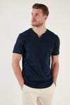 Pamuklu V Yaka Regular Fit Erkek T Shirt 5902122 İNDİGO