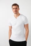 Pamuklu V Yaka Regular Fit Erkek T Shirt 5902122 BEYAZ