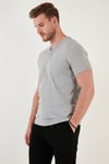 Pamuklu V Yaka Regular Fit Erkek T Shirt 5902122 GRİ MELANJ