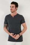 Pamuklu V Yaka Regular Fit Erkek T Shirt 5902122 ANTRASİT