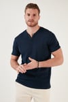 Pamuklu V Yaka Regular Fit Erkek T Shirt 5902122 İNDİGO