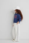 Pamuklu Wide Leg Fit Geniş Paça Şeritli Kız Çocuk Eşofman Altı 7010021-70057 BEYAZ
