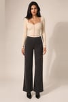 Pamuklu Wide Leg Fit Yüksek Bel Kadın Pantolon 26K0010K1 ANTRASİT