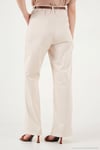 Pamuklu Wide Leg Yüksek Bel Geniş Paça Kemerli Kadın Pantolon 668YP5429 TAŞ