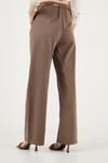 Pamuklu Wide Leg Yüksek Bel Geniş Paça Kemerli Kadın Pantolon 668YP5429 KAHVE
