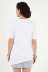 Pamuklu Yanı Büzgülü Asimetrik Kesim Bisiklet Yaka Kadın T Shirt 5867017 BEYAZ