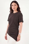 Pamuklu Yanı Büzgülü Asimetrik Kesim Bisiklet Yaka Kadın T Shirt 5867017 KAHVE