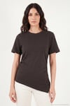 Pamuklu Yanı Büzgülü Asimetrik Kesim Bisiklet Yaka Kadın T Shirt 5867017 KAHVE