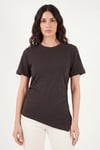 Pamuklu Yanı Büzgülü Asimetrik Kesim Bisiklet Yaka Kadın T Shirt 5867017 KAHVE