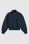 Pamuklu Yarım Fermuarlı Dik Yaka Kadın Sweat 008CM-0002 İNDİGO