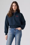Pamuklu Yarım Fermuarlı Dik Yaka Kadın Sweat 008CM-0002 İNDİGO