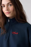 Pamuklu Yarım Fermuarlı Dik Yaka Kadın Sweat 008CM-0002 İNDİGO