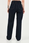 Pamuklu Yüksek Bel Bol Paça Jeans Kadın Kot Pantolon 7031006 KOYU MAVİ