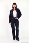 Pamuklu Yüksek Bel Bol Paça Jeans Kadın Kot Pantolon 7031006 KOYU MAVİ