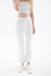 Pamuklu Yüksek Bel Bol Paça Jeans Kadın Kot Pantolon 26Y0294K1 BEYAZ