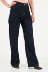 Pamuklu Yüksek Bel Bol Paça Jeans Kadın Kot Pantolon 7031006 KOYU MAVİ