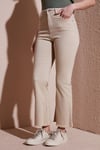 Pamuklu Yüksek Bel Bol Paça Jeans Kadın Kot Pantolon 26Y0294K1 BEJ