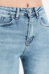 Pamuklu Yüksek Bel Düz Paça Jeans Kadın Kot Pantolon 7031007 MAVİ