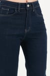 Pamuklu Yüksek Bel Düz Paça Jeans Kadın Kot Pantolon 7031007 KOYU MAVİ