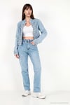 Pamuklu Yüksek Bel Düz Paça Jeans Kadın Kot Pantolon 7031007 MAVİ