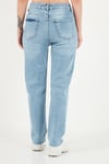 Pamuklu Yüksek Bel Düz Paça Jeans Kadın Kot Pantolon 7031007 MAVİ