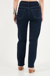 Pamuklu Yüksek Bel Düz Paça Jeans Kadın Kot Pantolon 7031007 KOYU MAVİ