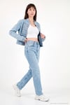 Pamuklu Yüksek Bel Düz Paça Jeans Kadın Kot Pantolon 7031007 MAVİ